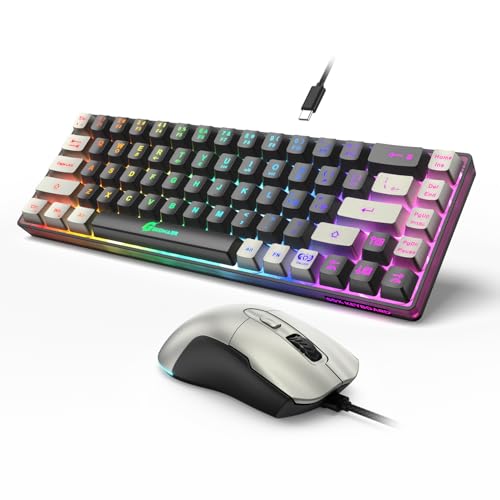 GEODMAER 65% Gaming Keyboard and Mouse Combo, RGB Backlit Keyboard + 7200 DPI Gaming Mouse, Ultra-Compact Anti-Ghosting Wired Keyboard and Mouse for PC Laptop Gamer