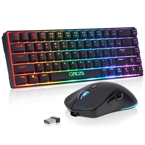 60% Wireless Gaming Keyboard and Mouse Combo, RGB Backlit Rechargeable