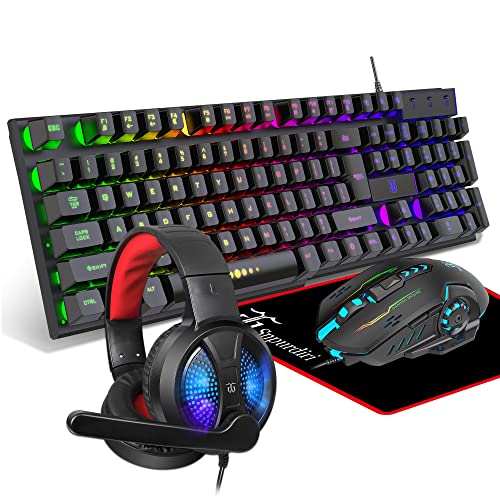 Product image for DGG Gaming Keyboard and Mouse, Headphones, Mouse pad Combo for PC Gamers