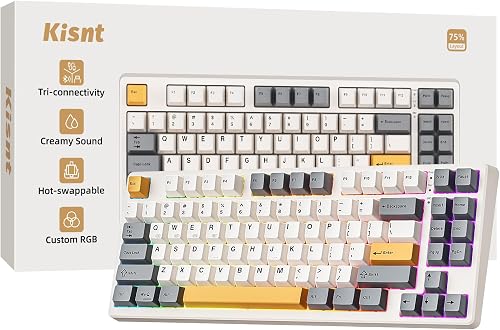 Kisnt KN85 Wireless Mechanical Keyboard, 75% Layout, Bluetooth/2.4GHz/ — Build quality and design details up close