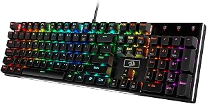 Redragon K556 RGB LED Backlit Wired Mechanical Gaming Keyboard, 104 Keys Hot-Swap Mechanic