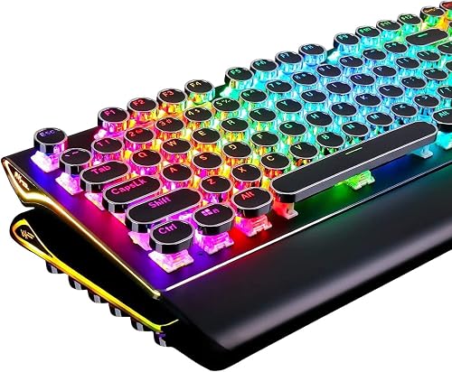 RK ROYAL KLUDGE S108 Typewriter Keyboard, Retro Mechanical Gaming Keyb — Build quality and design details up close