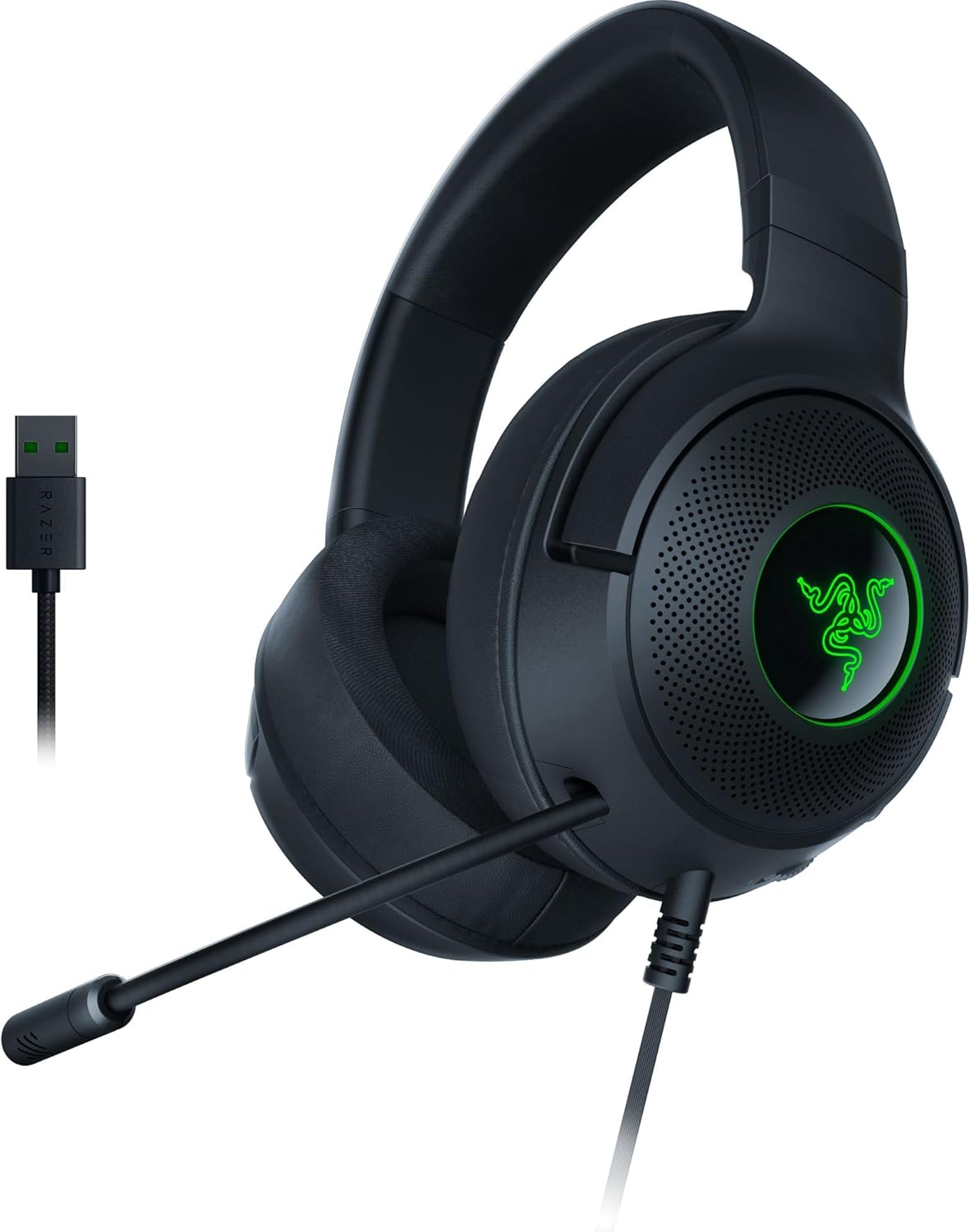 Razer Kraken V3 X Wired USB Gaming Headset: Lightweight Build - Triforce 40mm Drivers - HyperClear Cardioid Mic - 7.1 Surr...